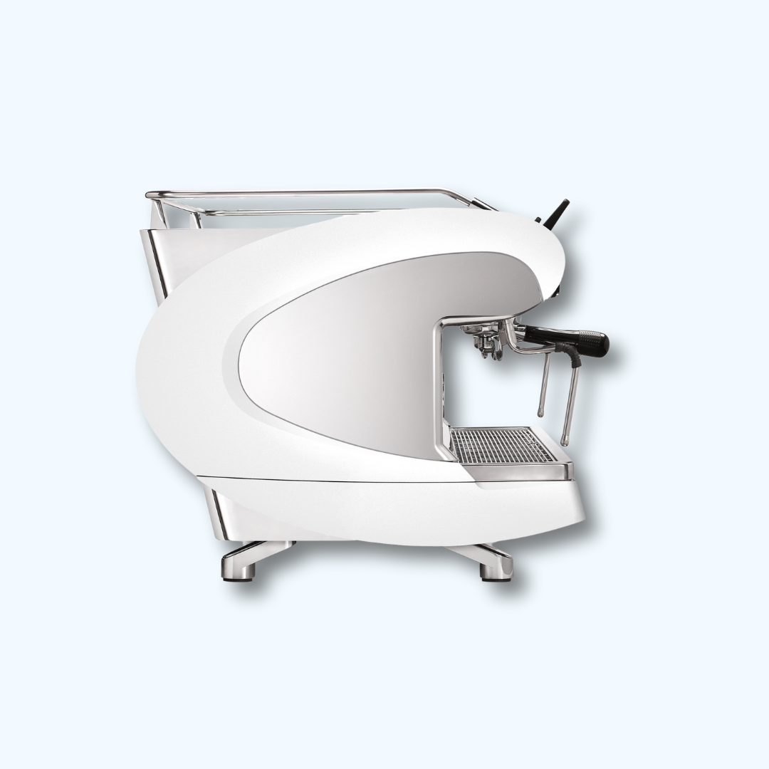 A side view of the Nuova Simonelli Aurelia Wave Auto Volumetric Espresso Machine