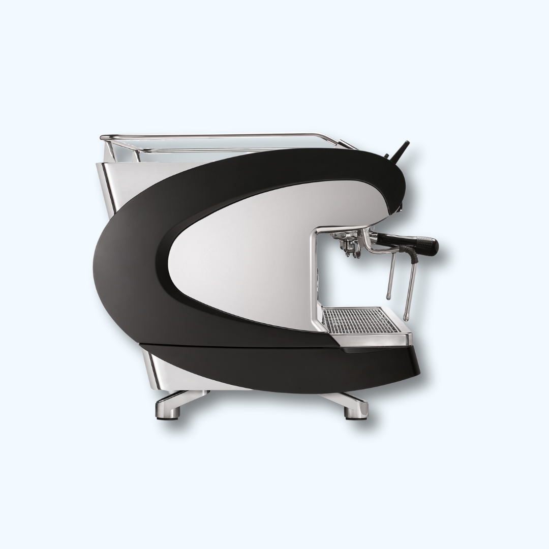 A side view of the Nuova Simonelli Aurelia Wave Auto Volumetric Espresso Machine