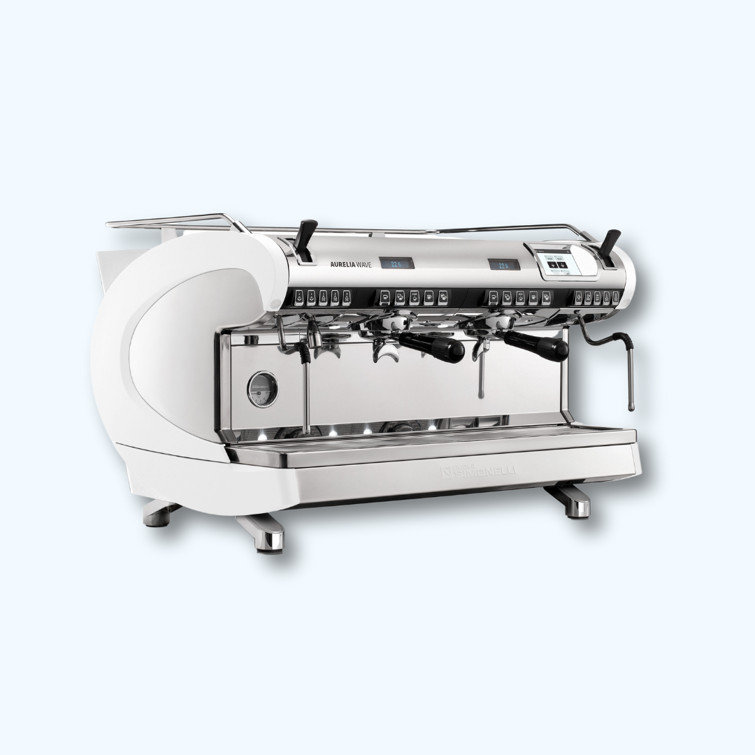 A side view of the Nuova Simonelli Aurelia Wave Auto Volumetric Espresso Machine Group Two.